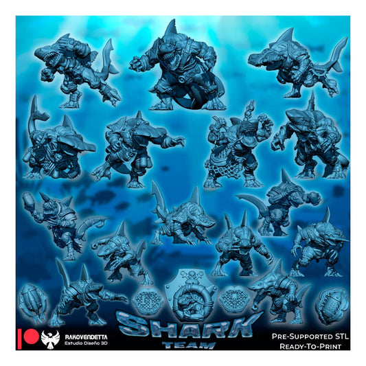 Rakovendetta Estudio Lizard Folk Shark Fantasy Football Team