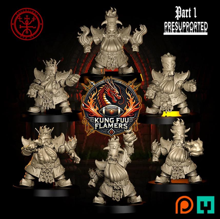 Torchlight "Kung Fu Flamers" Chaos Dwarf Fantasy Football Team