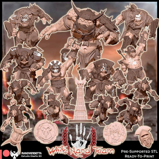 Rakovendetta White Hand Black Orc Fantasy Football Team