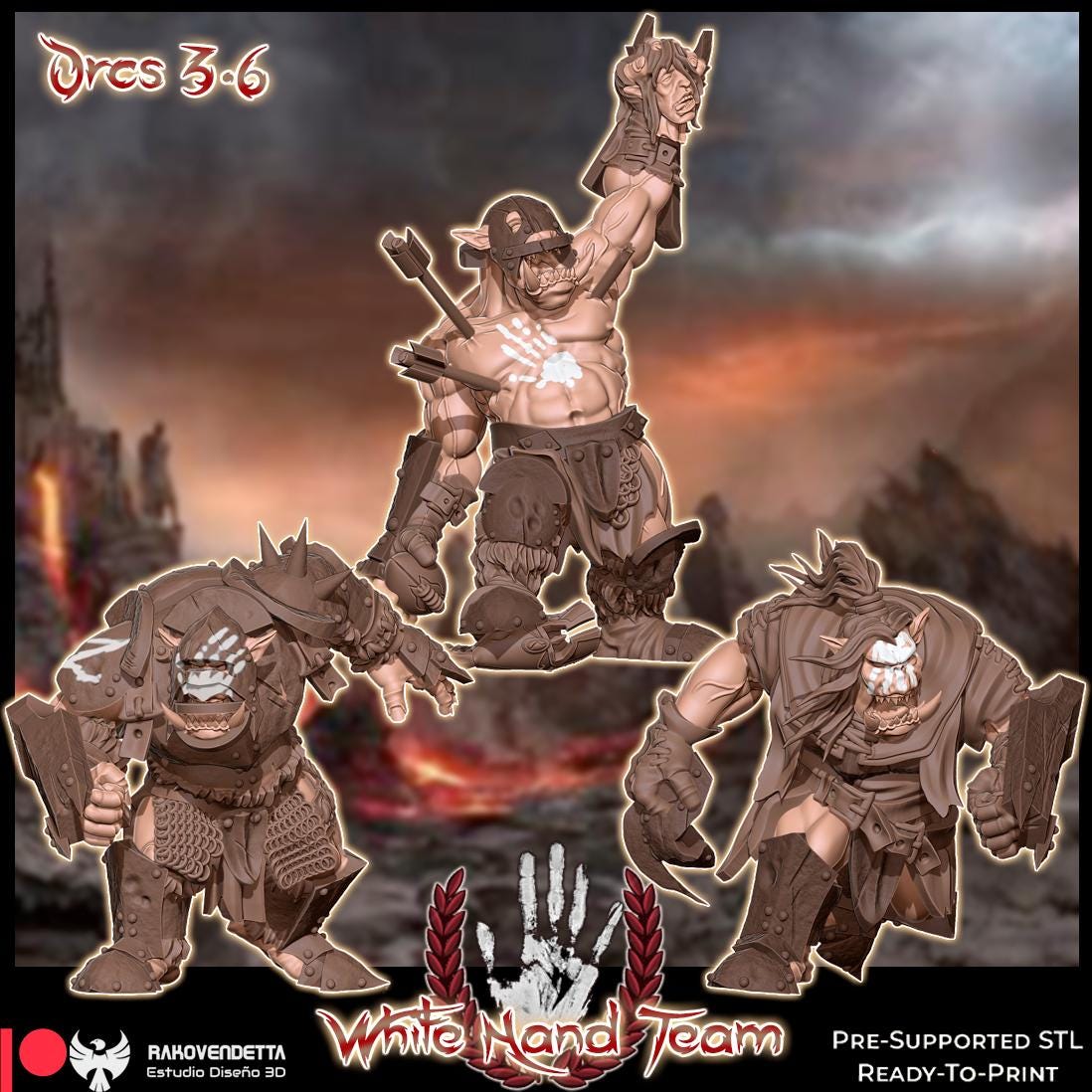Rakovendetta White Hand Black Orc Fantasy Football Team