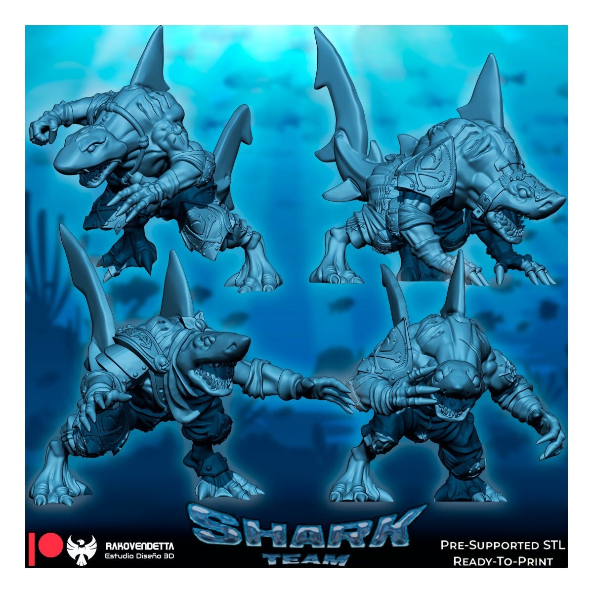 Rakovendetta Estudio Lizard Folk Shark Fantasy Football Team