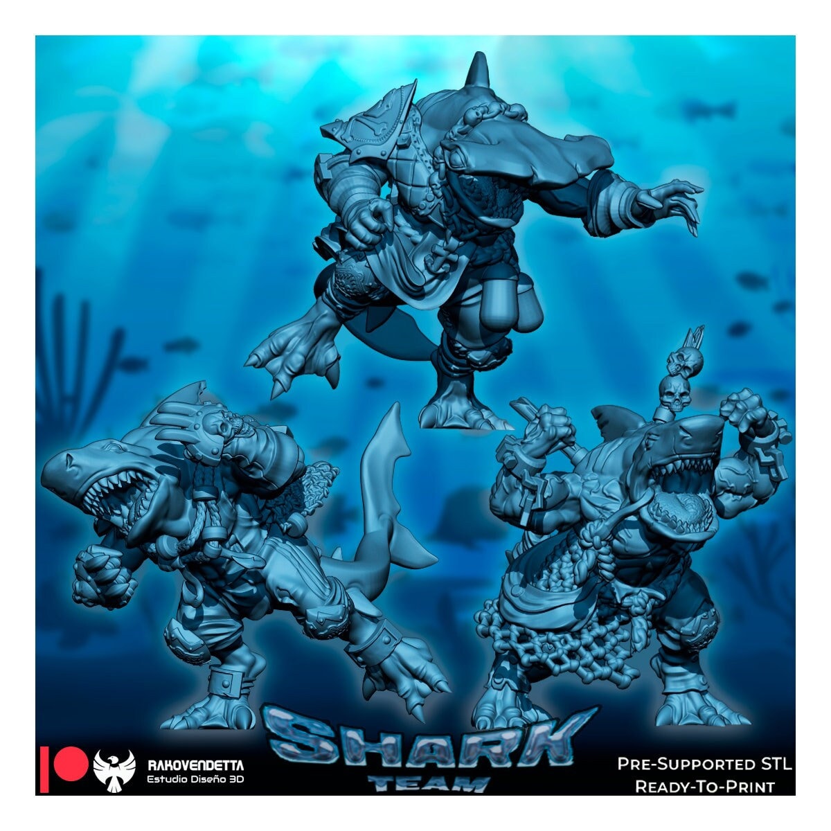 Rakovendetta Estudio Lizard Folk Shark Fantasy Football Team