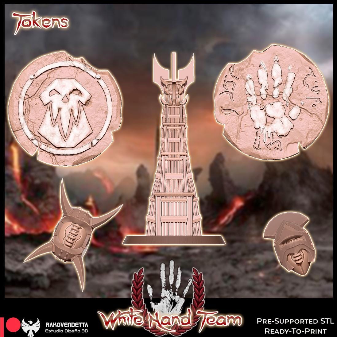 Rakovendetta White Hand Black Orc Fantasy Football Team